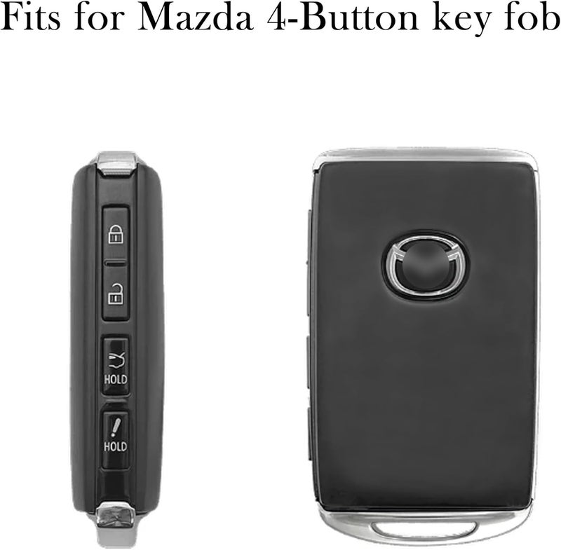 TANDRIVE Key Fob Cover Compatible with 2026 2025-2019 Mazda CX-5 CX-30 CX-50 CX70 CX90 3 6 CX-9 MX-5 Miata, Silicone, 4-Button, 2-Pack, Black - Image 2